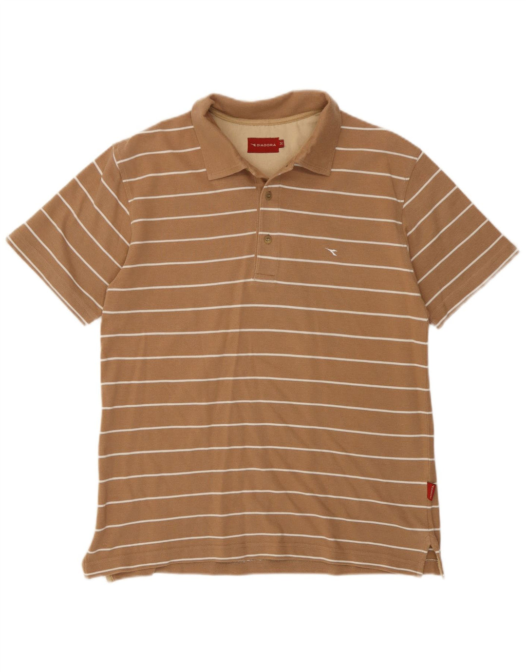 Camisa polo masculina Diadora médio bege listrado algodão