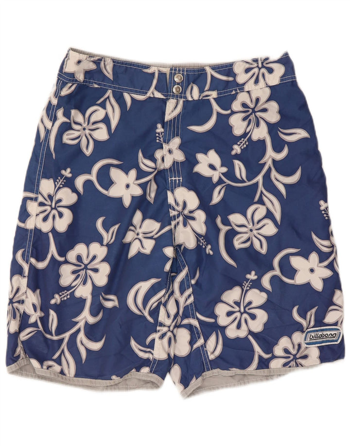 Shorts de natação reversíveis masculinos Billabong poliéster floral cinza pequeno