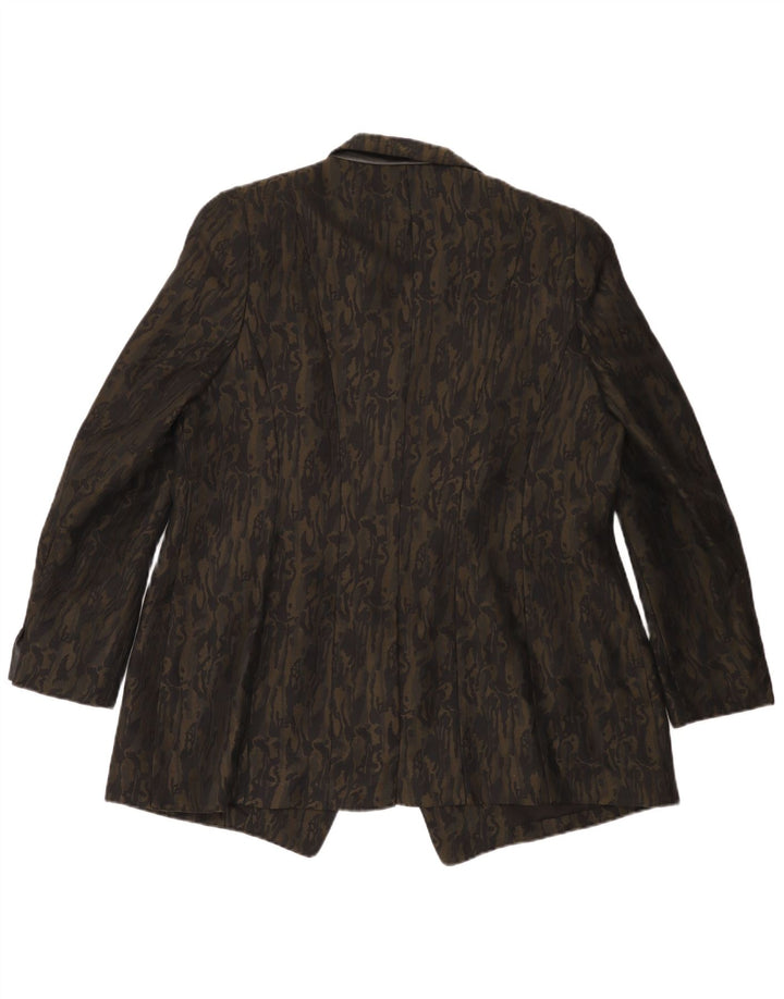 Jaqueta blazer feminina vintage com padrão abstrato Reino Unido 20 2XL camuflagem preta