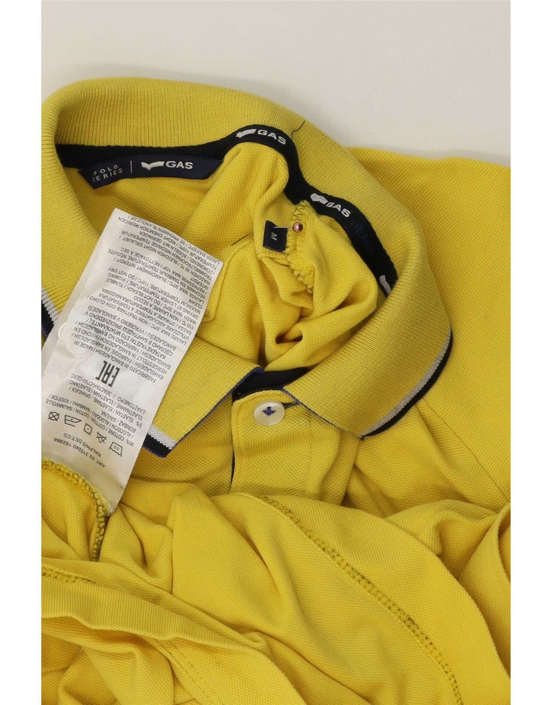 Camisa polo masculina Gas de algodão listrado amarelo médio
