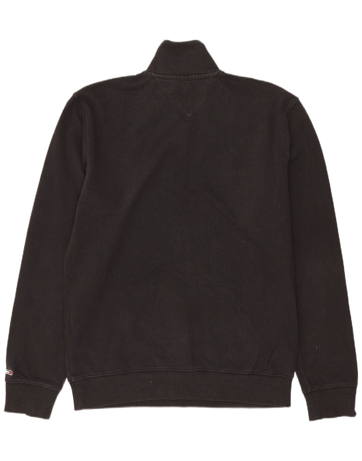 TOMMY HILFIGER Suéter masculino com zíper e gola em algodão preto médio