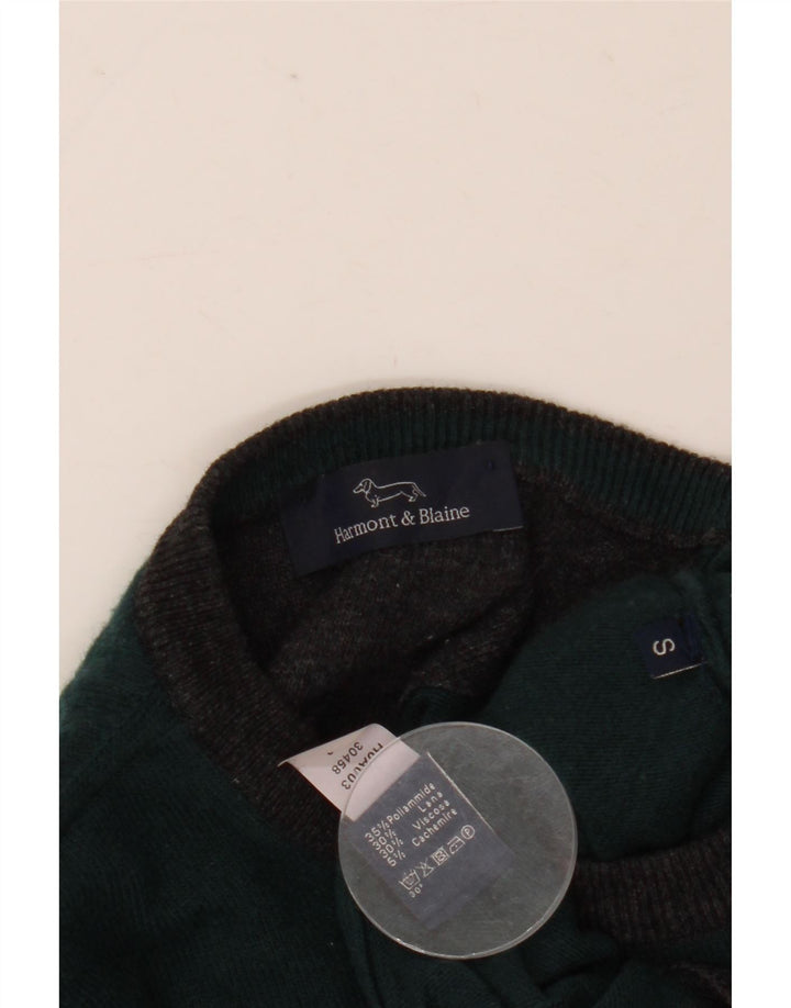 Suéter masculino Harmont & Blaine com gola redonda e lã colorblock verde pequeno