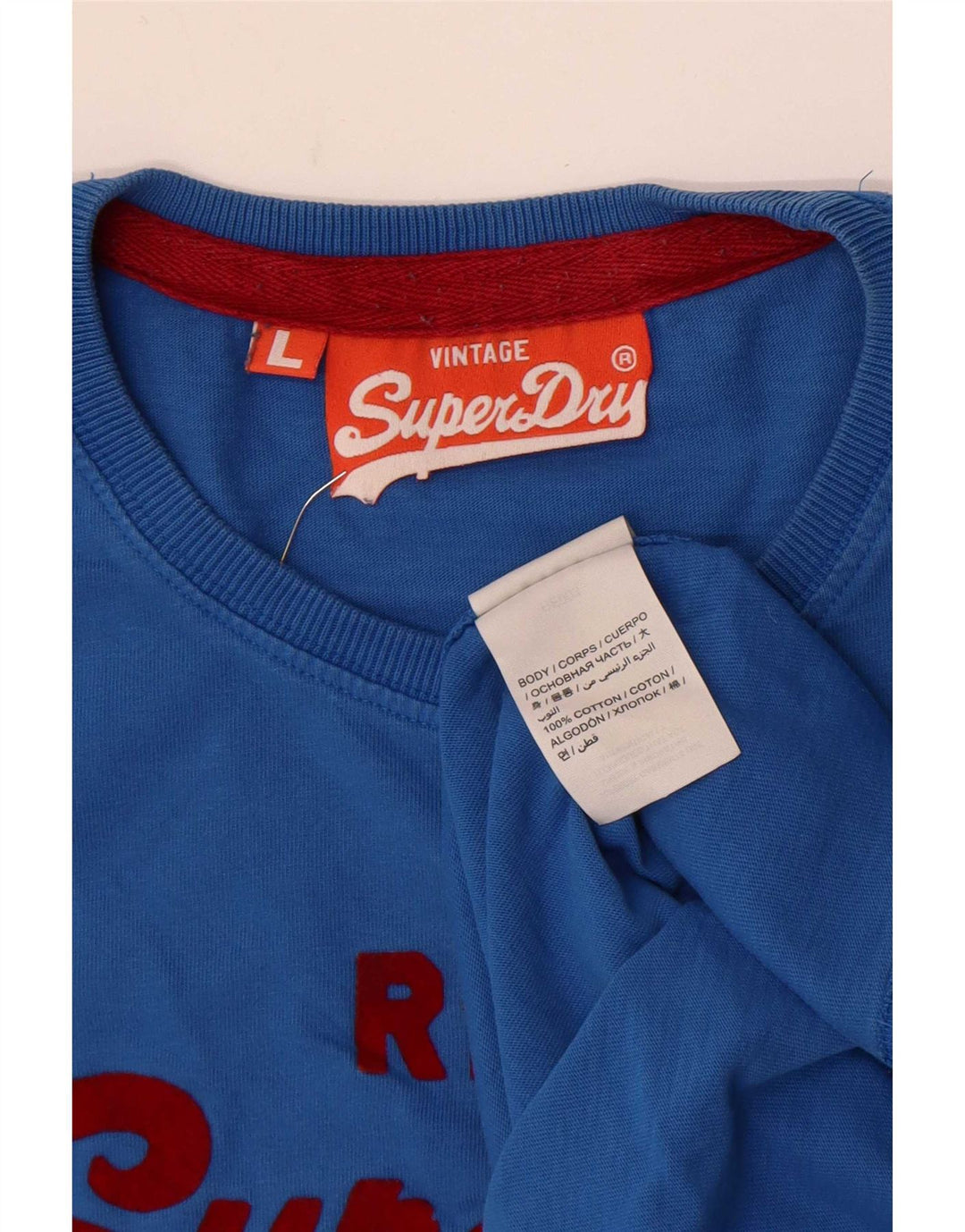 Camiseta masculina Superdry com estampa gráfica grande algodão azul