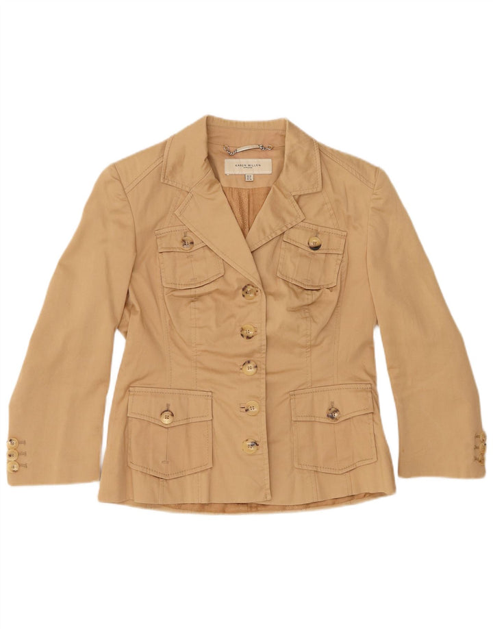 Jaqueta blazer feminina de 5 botões KAREN MILLEN Reino Unido 12 viscose bege médio