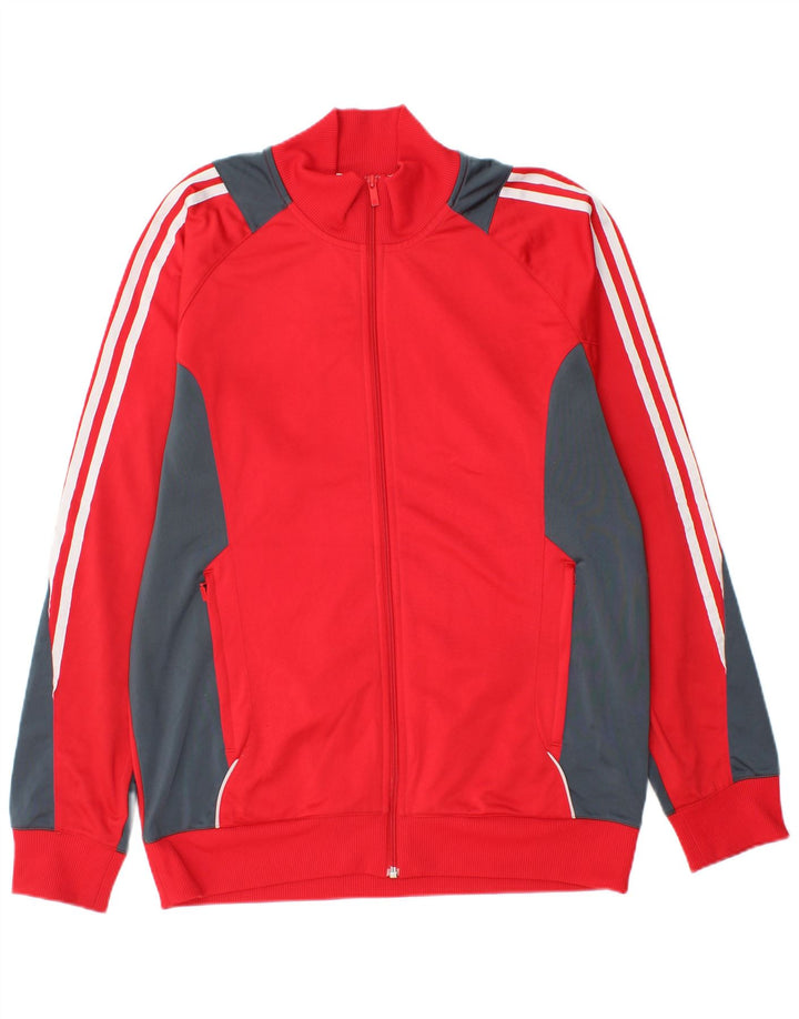 ADIDAS Mens Tracksuit Top Jacket UK 42/44 Grande Vermelho Colourblock Poliéster