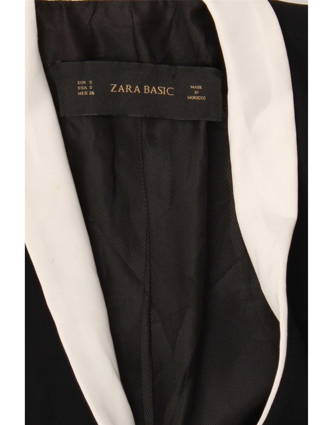 Jaqueta blazer feminina Zara com 1 botão Reino Unido 10 pequeno preto colorblock poliéster