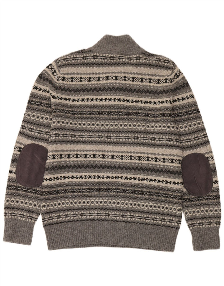 Suéter masculino com gola redonda e gola redonda, grande, cinza, Fair Isle