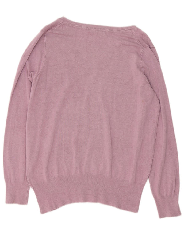 Suéter feminino Marks & Spencer com decote em V Reino Unido 16 grande roxo