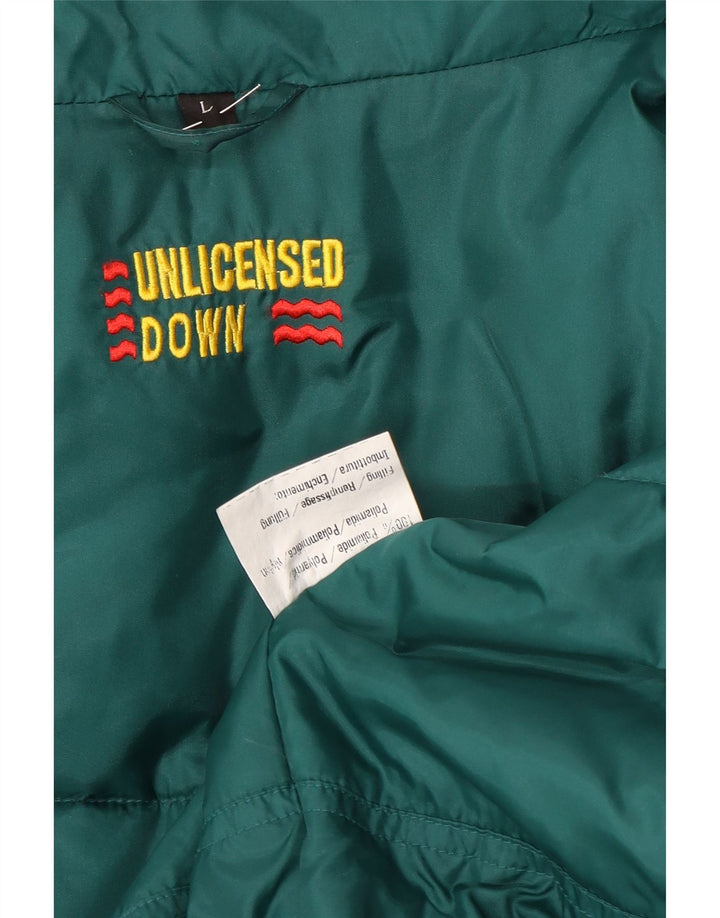 Jaqueta acolchoada com capuz masculina vintage UK 40 grande bloco colorido azul marinho