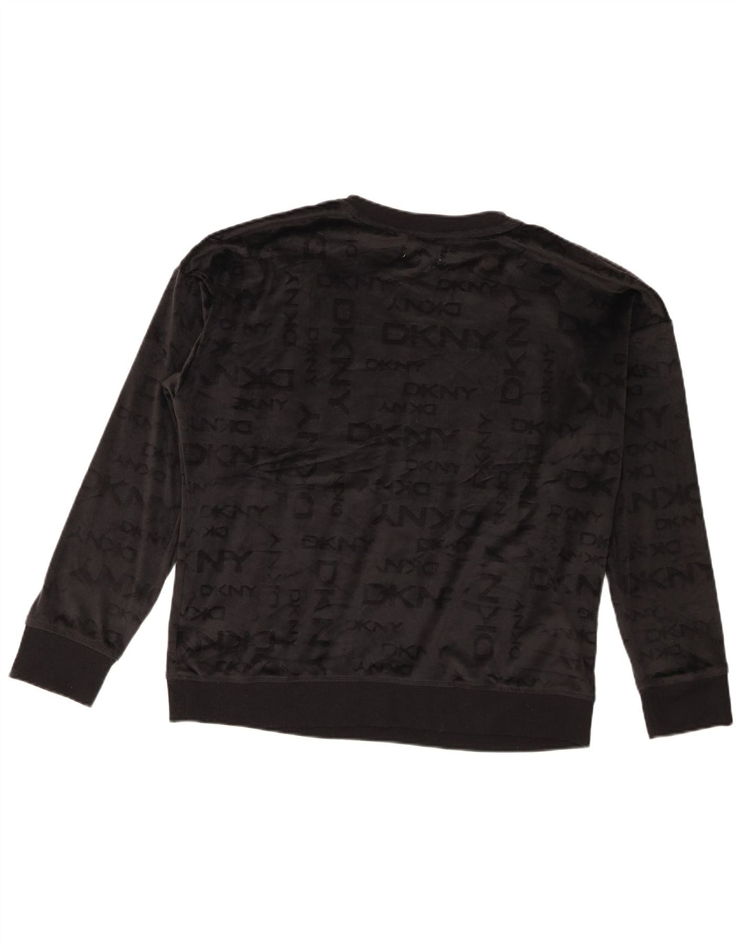 Suéter feminino Dkny de veludo gráfico oversized Reino Unido 16 grande preto