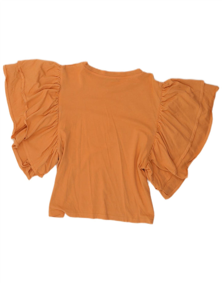 Zara blusa feminina cropped asa de morcego top Reino Unido 10 algodão laranja pequeno