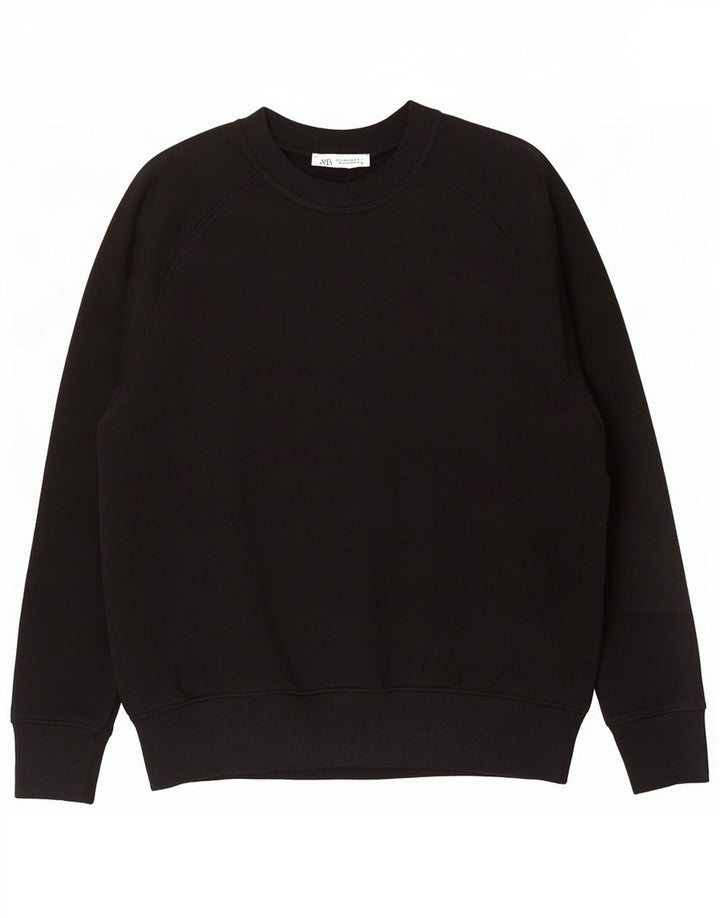 Zara moletom feminino oversized jumper UK 10 pequeno algodão preto
