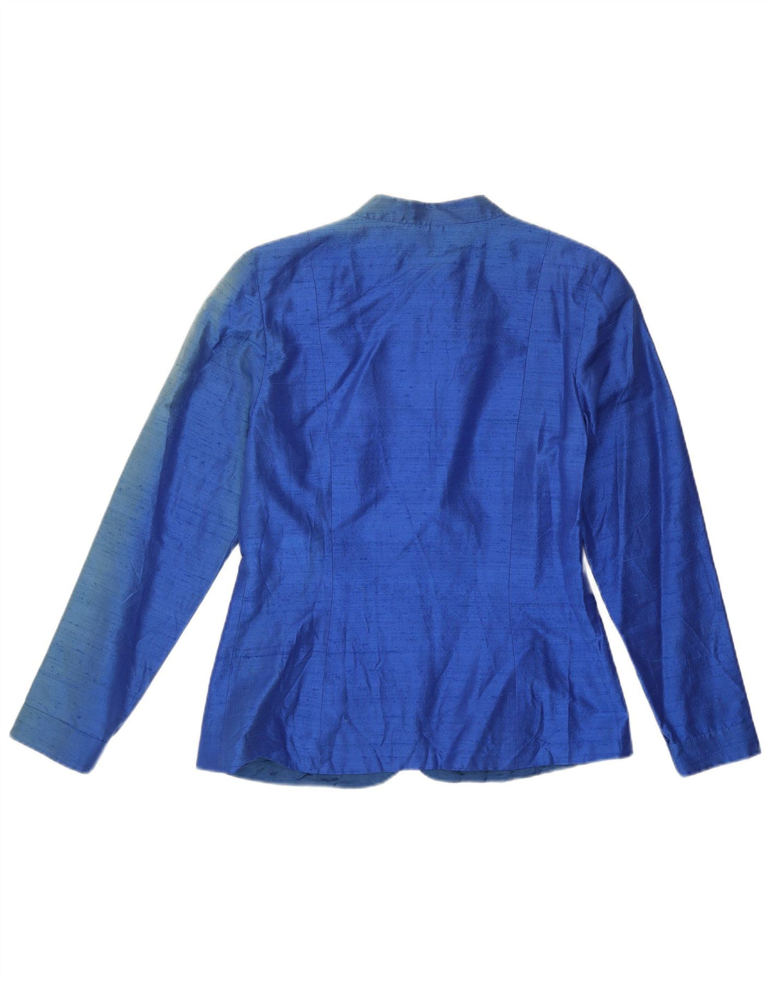 Jaqueta Blazer Feminina Vintage Reino Unido 12 Seda Azul Média