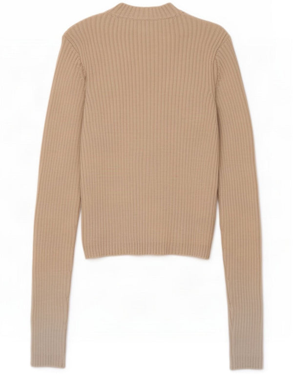 Zara Womens Crop Top Manga Longa Reino Unido 10 Pequena Viscose Bege