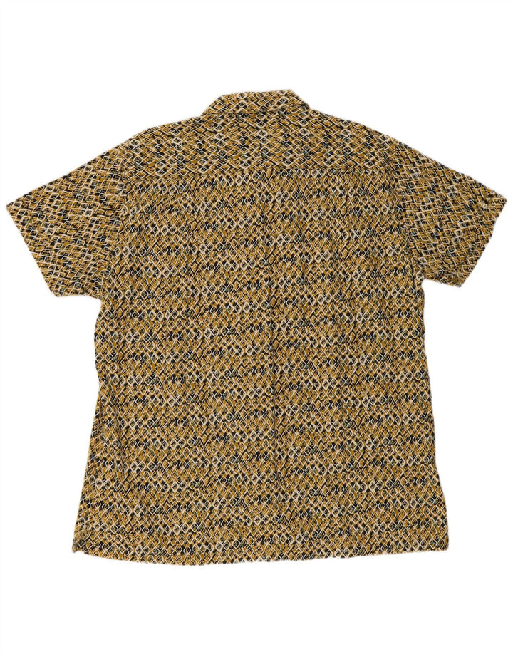 Camisa de ajuste personalizado de manga curta masculina Springfield 2XL amarelo geométrico