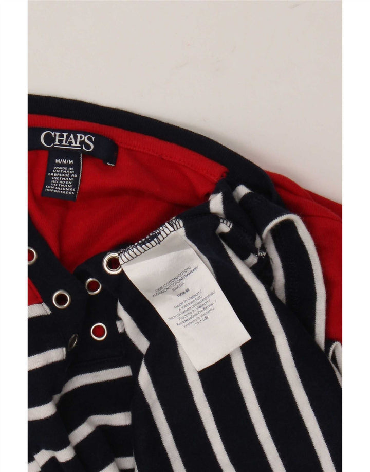 Camiseta feminina Chaps UK 12 algodão listrado azul marinho médio