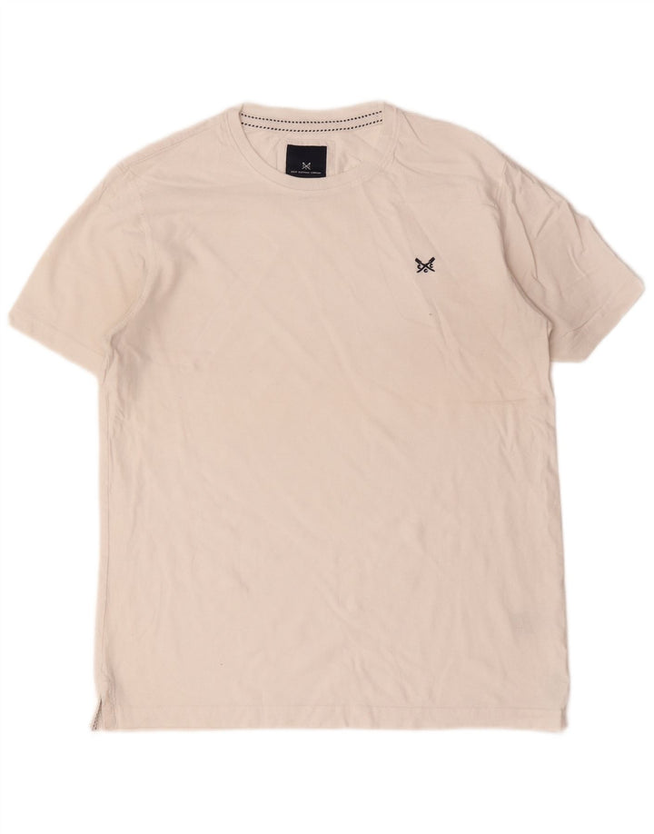 Camiseta masculina Crew Clothing Top médio algodão branco
