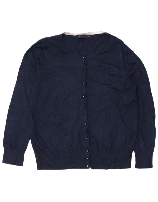 Suéter cardigã feminino Marks & Spencer UK 18 XL azul marinho viscose