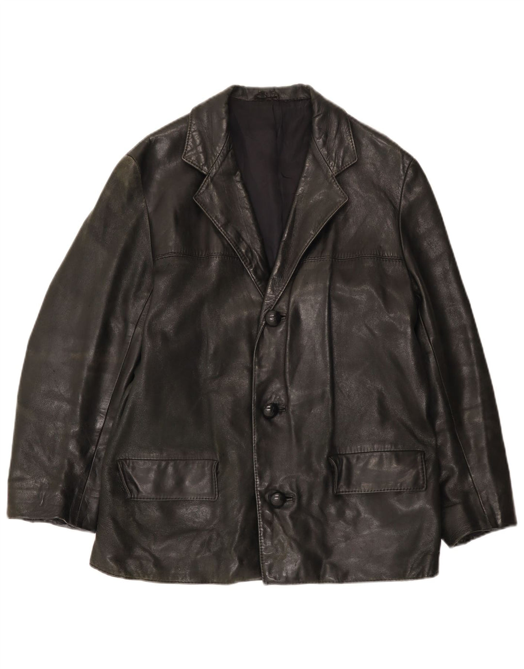 Jaqueta de couro masculina vintage UK 38 média preta