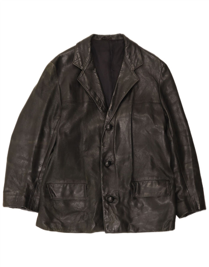 Jaqueta de couro masculina vintage UK 38 média preta