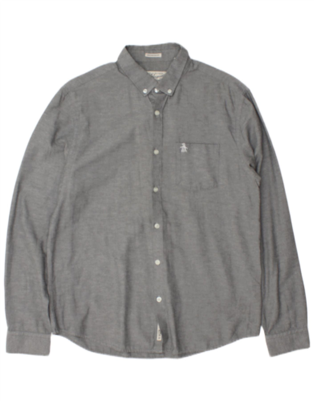 Camisa masculina Slim Fit Penguin grande algodão cinza