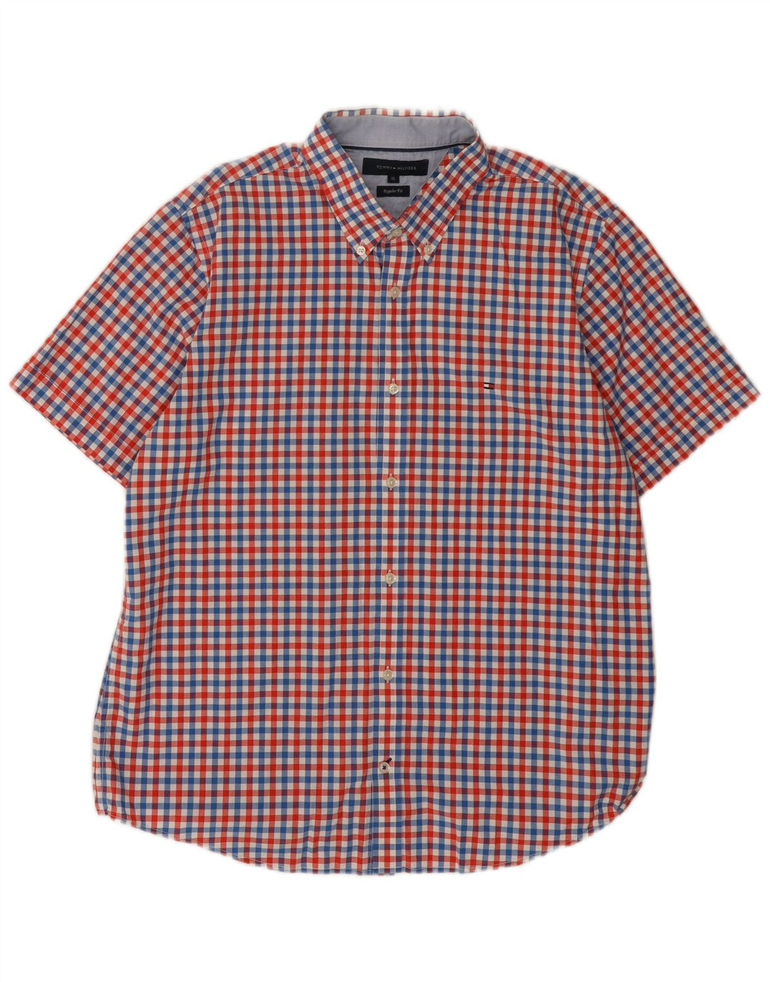 Camisa masculina de manga curta Tommy Hilfiger XL algodão xadrez multicolorido