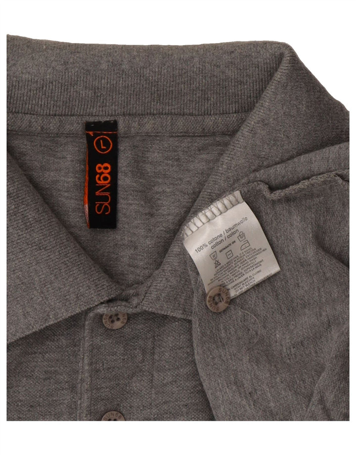 SUN68 Mens Graphic Polo Shirt Large Grey Cotton Vintage Sun68 and Second-Hand Sun68 from Messina Hembry 