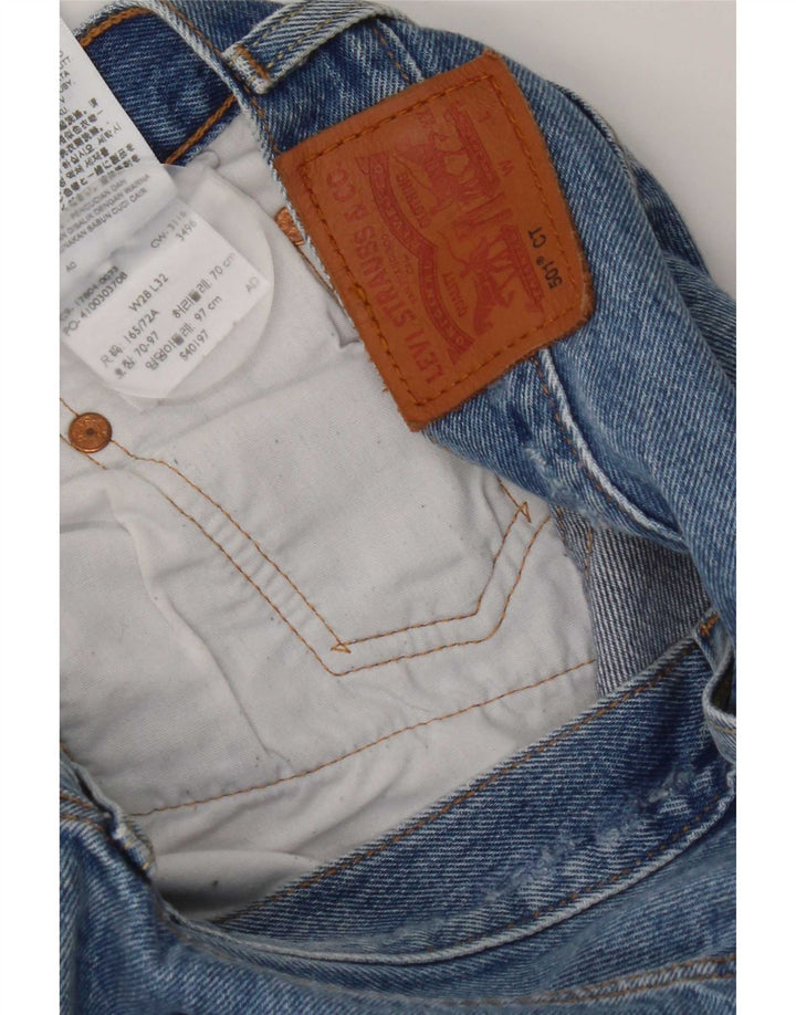 Calça Jeans Levis Feminina 501 Distressed Straight W28 L32 Azul Algodão