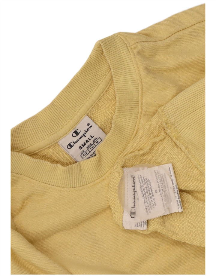 Champion feminino oversized moletom jumper UK 10 pequeno algodão amarelo