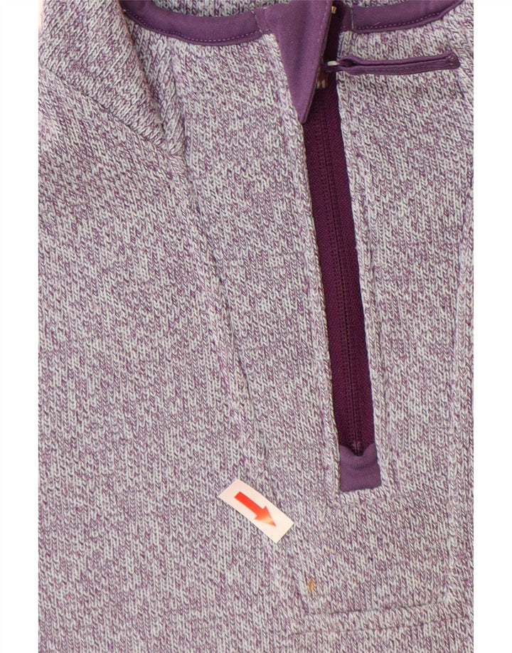 Suéter feminino estranho com zíper e pescoço, poliéster roxo grande Reino Unido 14
