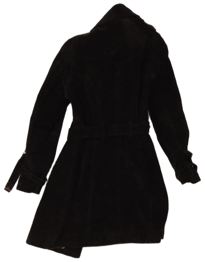 Casaco feminino de camurça duplo MONTGOMERY IT 40 pequeno couro preto