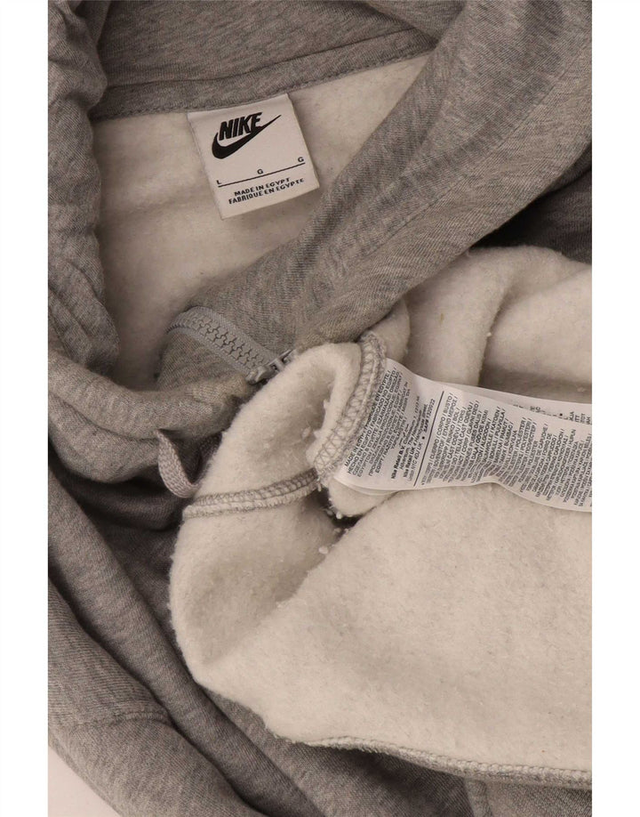 Suéter masculino Nike com capuz e zíper grande algodão manchado cinza