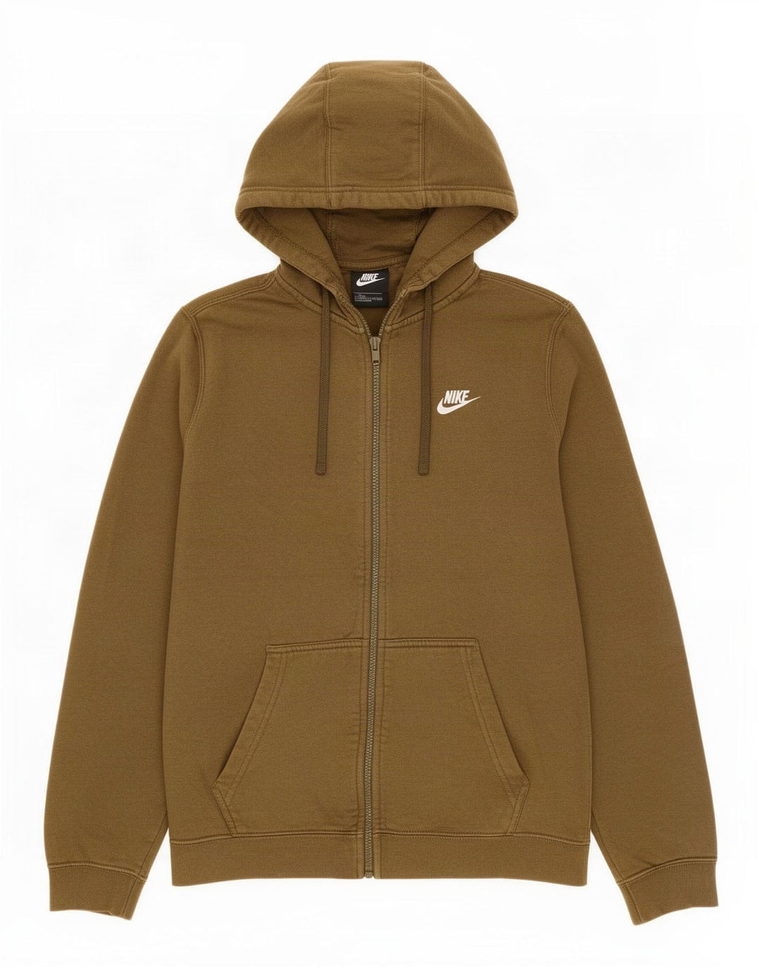 Suéter Nike masculino com capuz e zíper médio cáqui algodão