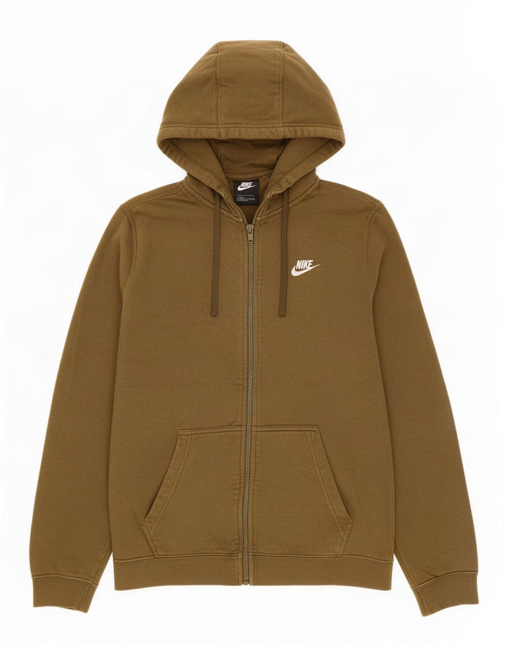 Suéter Nike masculino com capuz e zíper médio cáqui algodão