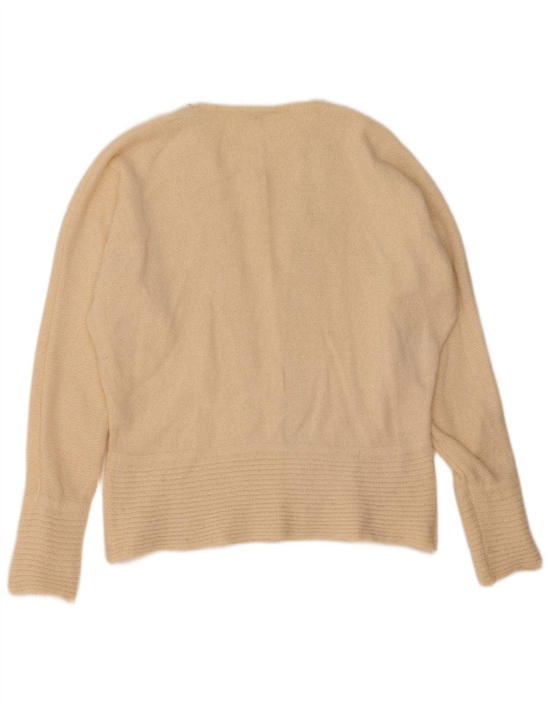 Suéter feminino vintage com gola canoa IT 46 grande lã esbranquiçada