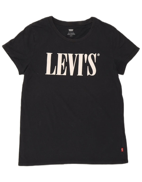 Camiseta feminina gráfica LEVI'S UK 10 pequena preta