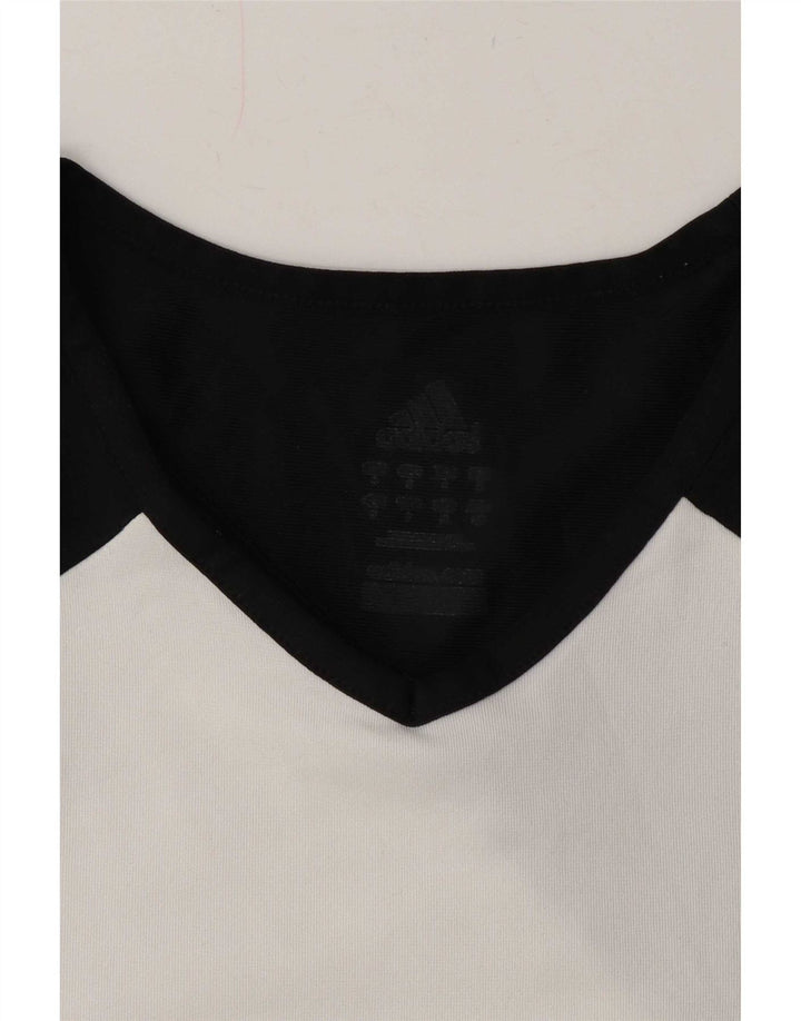 Adidas Mens Camiseta Top Pequeno Branco Colorblock