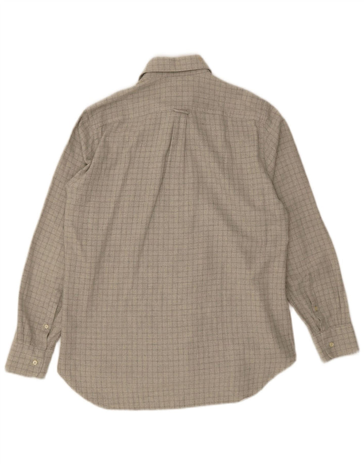 Camisa masculina de flanela Boggi tamanho 39 15 1/2 algodão xadrez cinza médio