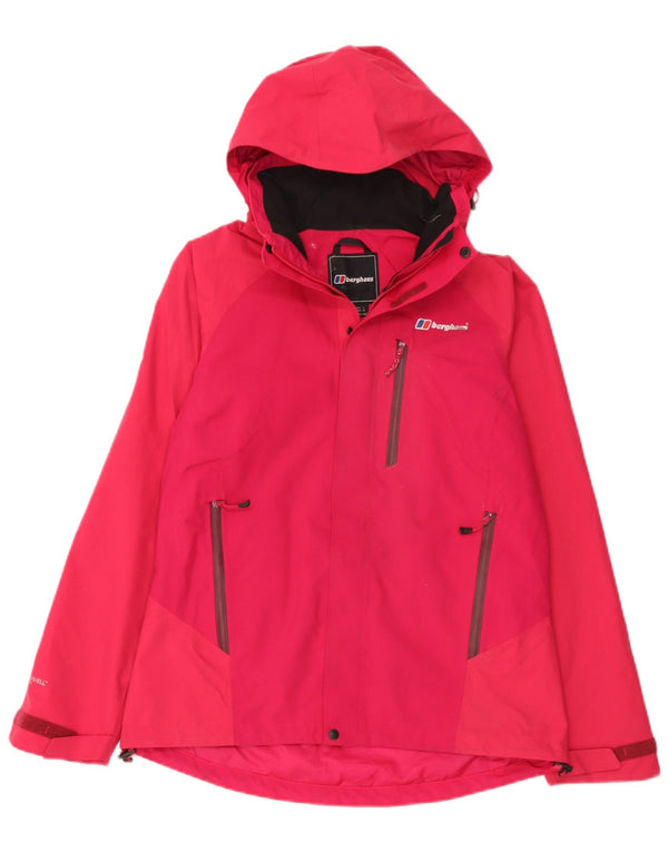Jaqueta de chuva feminina com capuz Berghaus UK 10 pequena poliamida rosa