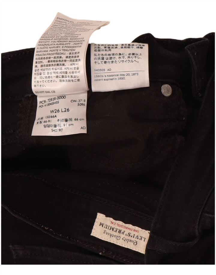 Jeans retos masculinos Levi's W26 L26 algodão preto
