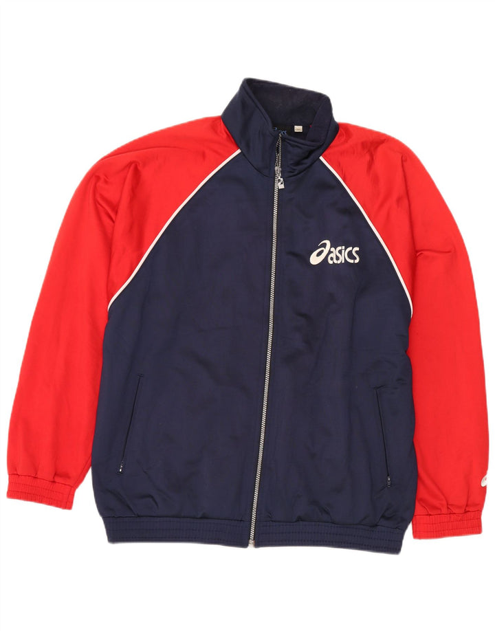 ASICS Mens Graphic Tracksuit Top Jaqueta Médio Azul Marinho Colorblock