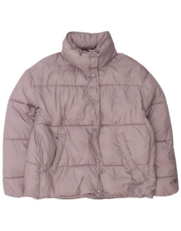 Jaqueta acolchoada feminina Zara UK 14 poliéster rosa médio