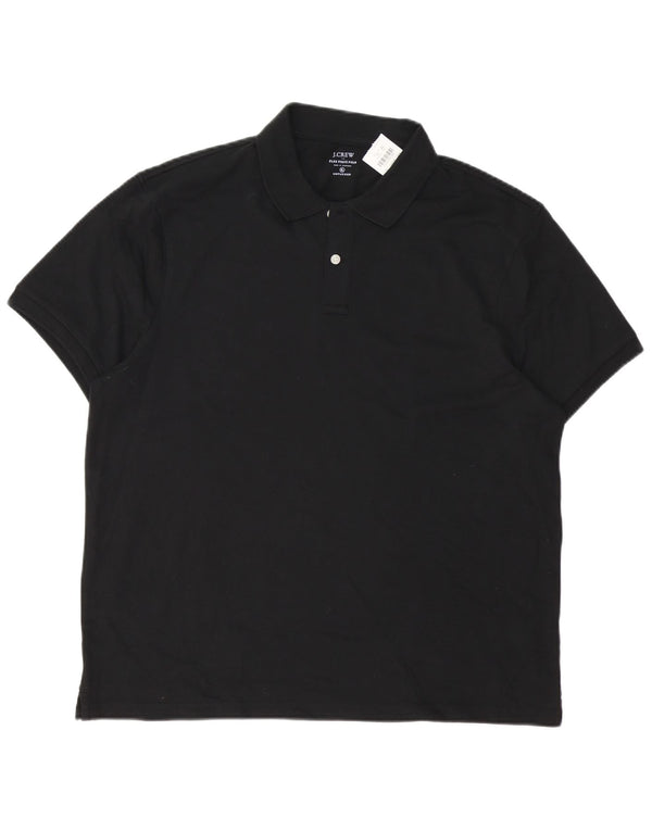 Camisa polo masculina J. CREW XL de algodão preto