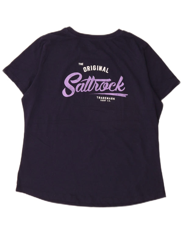 Camiseta feminina estampada Saltrock UK 16 grande algodão azul marinho