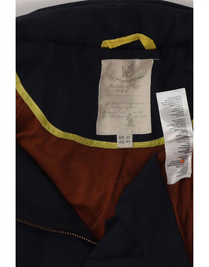Jaqueta parka feminina com capuz WHITE STUFF Reino Unido 12 poliéster azul marinho médio
