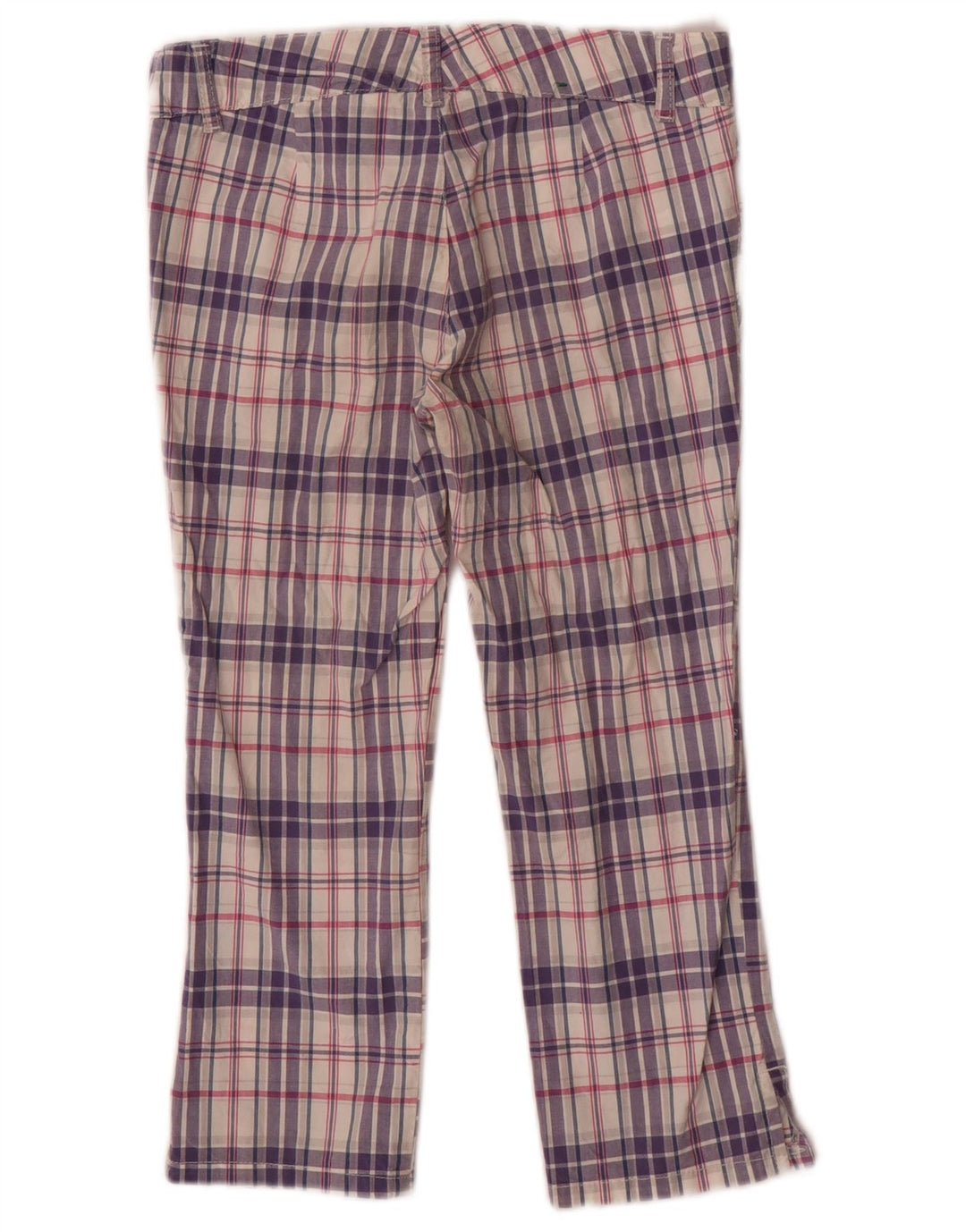 Calças Chino para meninas BENETTON 10-11 anos XL W28 L19 xadrez roxo