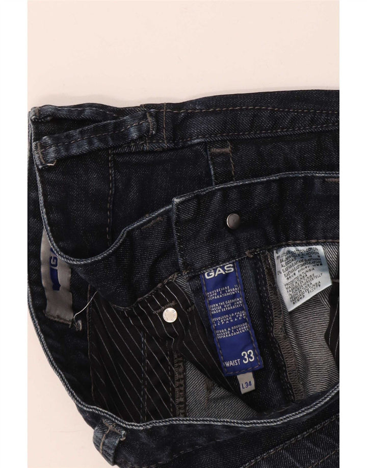 Gas Mens Straight Jeans W33 L34 Azul Marinho Algodão