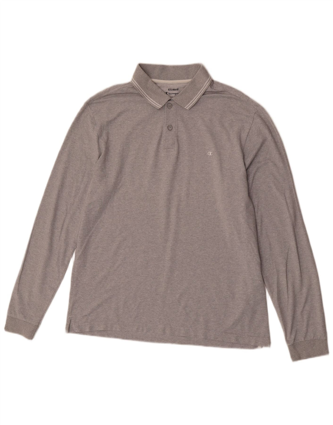 Camisa polo masculina de manga comprida Champion grande algodão cinza