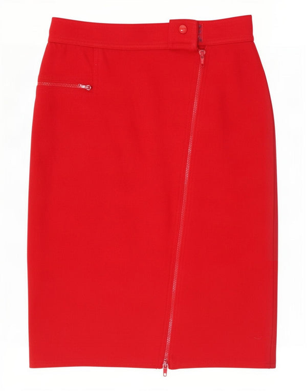 Saia lápis feminina vintage IT 46 grande W28 lã vermelha