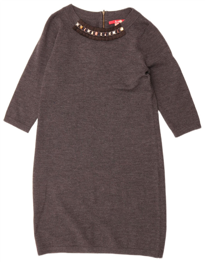 Vestido feminino Boden manga 3/4 Reino Unido 12 cinza médio